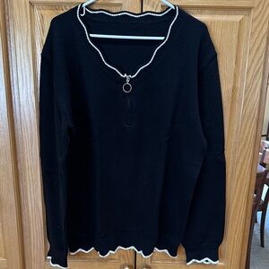 Black Sweater with White Trim